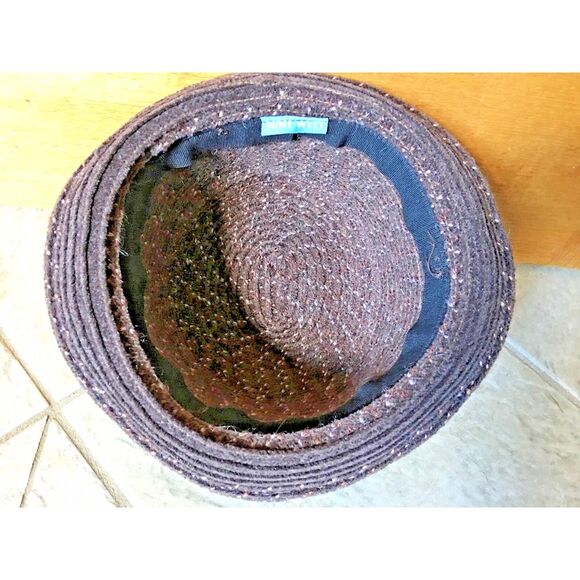 Nine West Women's Cloche Bucket Hat Brown Tweed CUTE - Picture 4 of 5